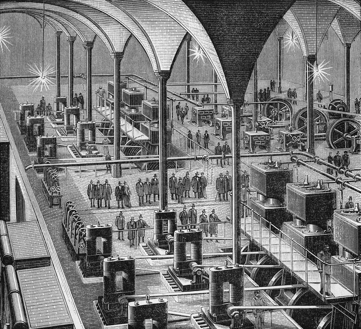 Det centrala elverket i Halles de Paris. I "Album of Science", Editions Jouvet av French School
