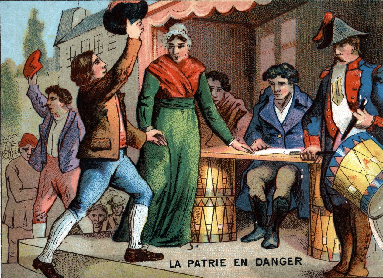 Landet i fara: "The Volunteers of 92". Chromolithography of the Series "" Patriotic Education through Image"". av French School