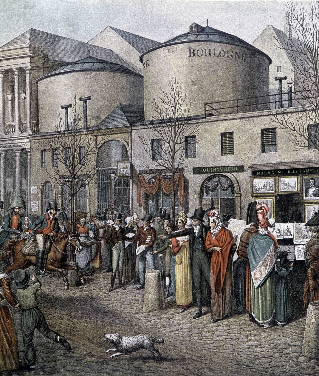 Folkmassan framför butikerna i Paris (Marchand d