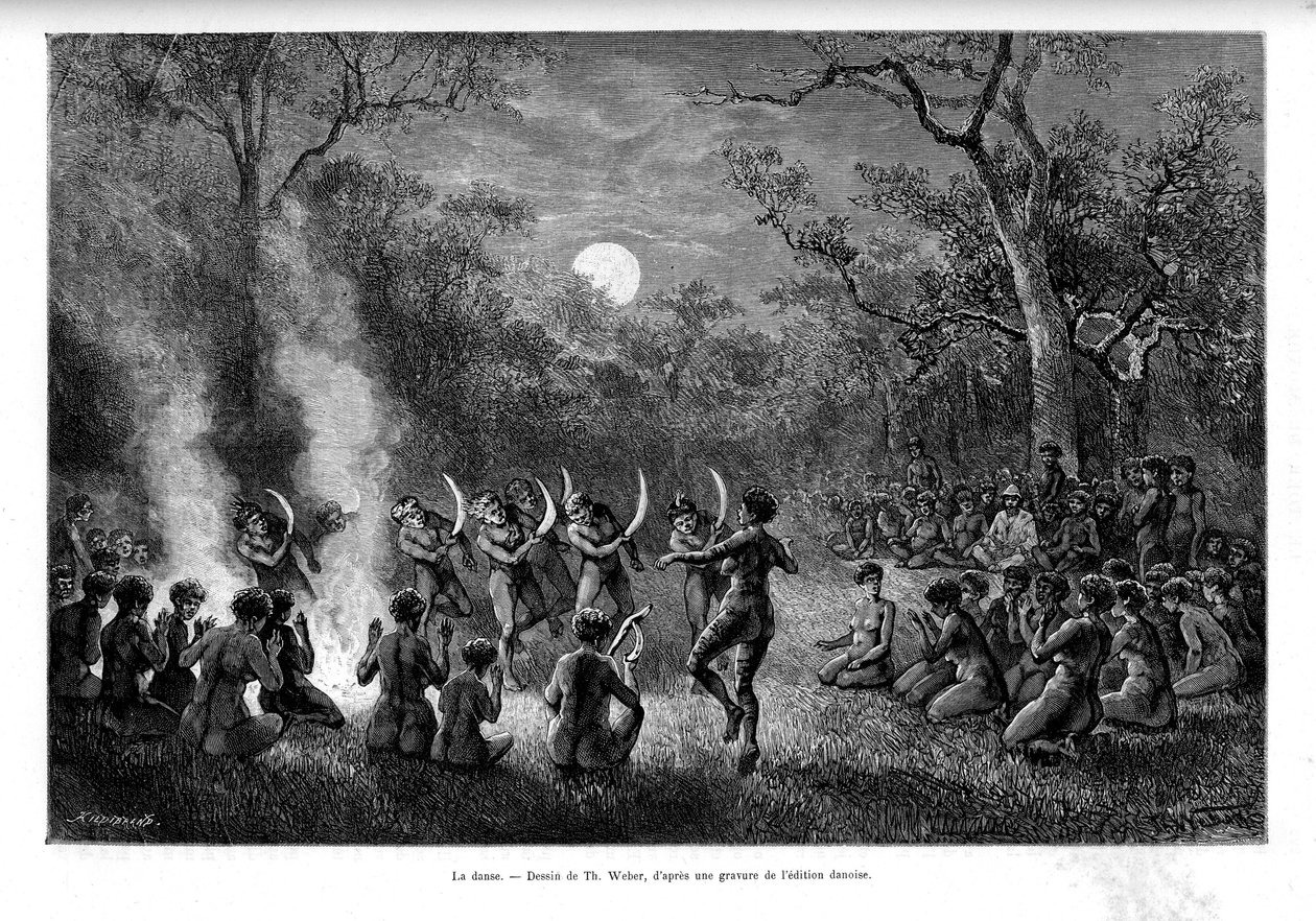 Bumerangdansen runt elden bland aboriginerna i Australien - i "Tour du Monde"" av French School