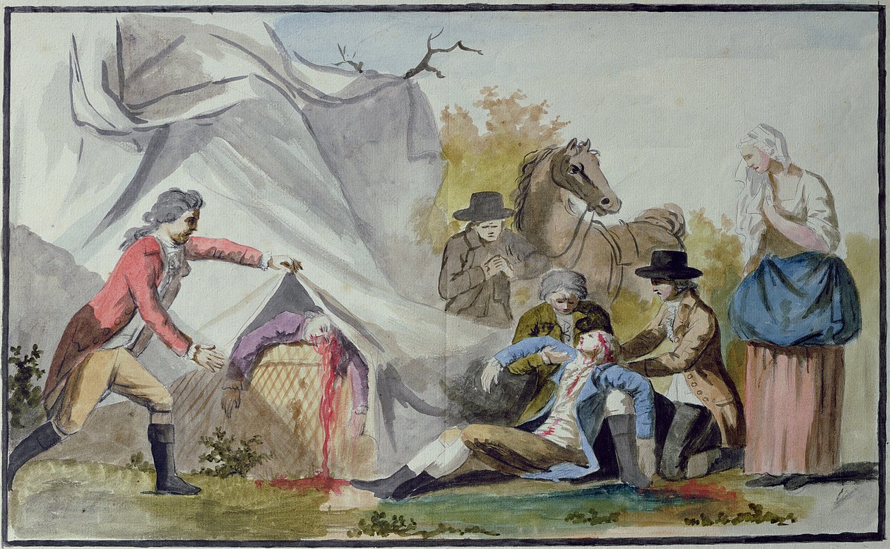 Francois Pilatre de Roziers (1754-85) död nära Boulogne den 15 juni 1785 efter att ha försökt korsa kanalen i en Mongolfiere-ballong av French School
