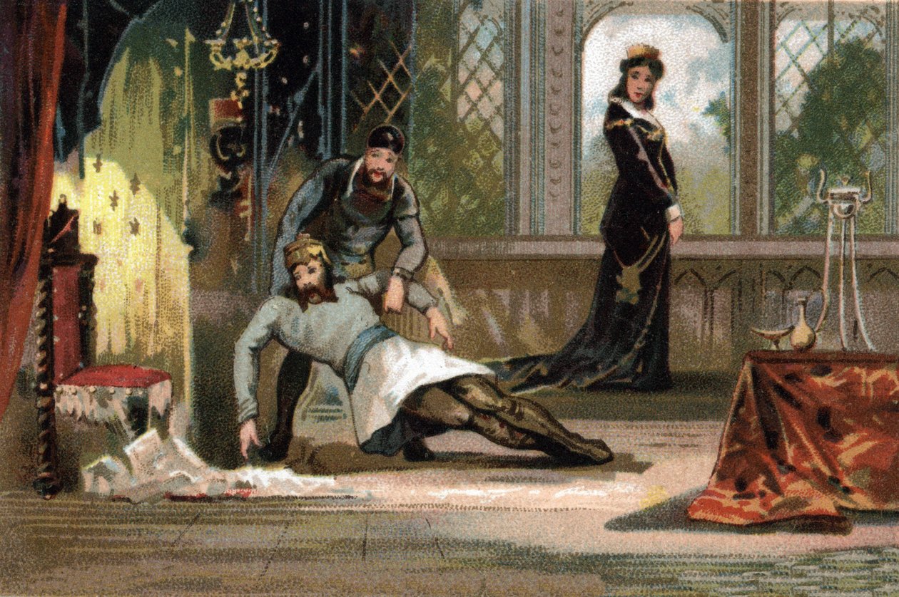 Ludvig V:s död sade svimningen (ca 967-987), kung av Frankrike från 986 till 987. Enligt bilden förgiftades han av sin fru Adelaide d