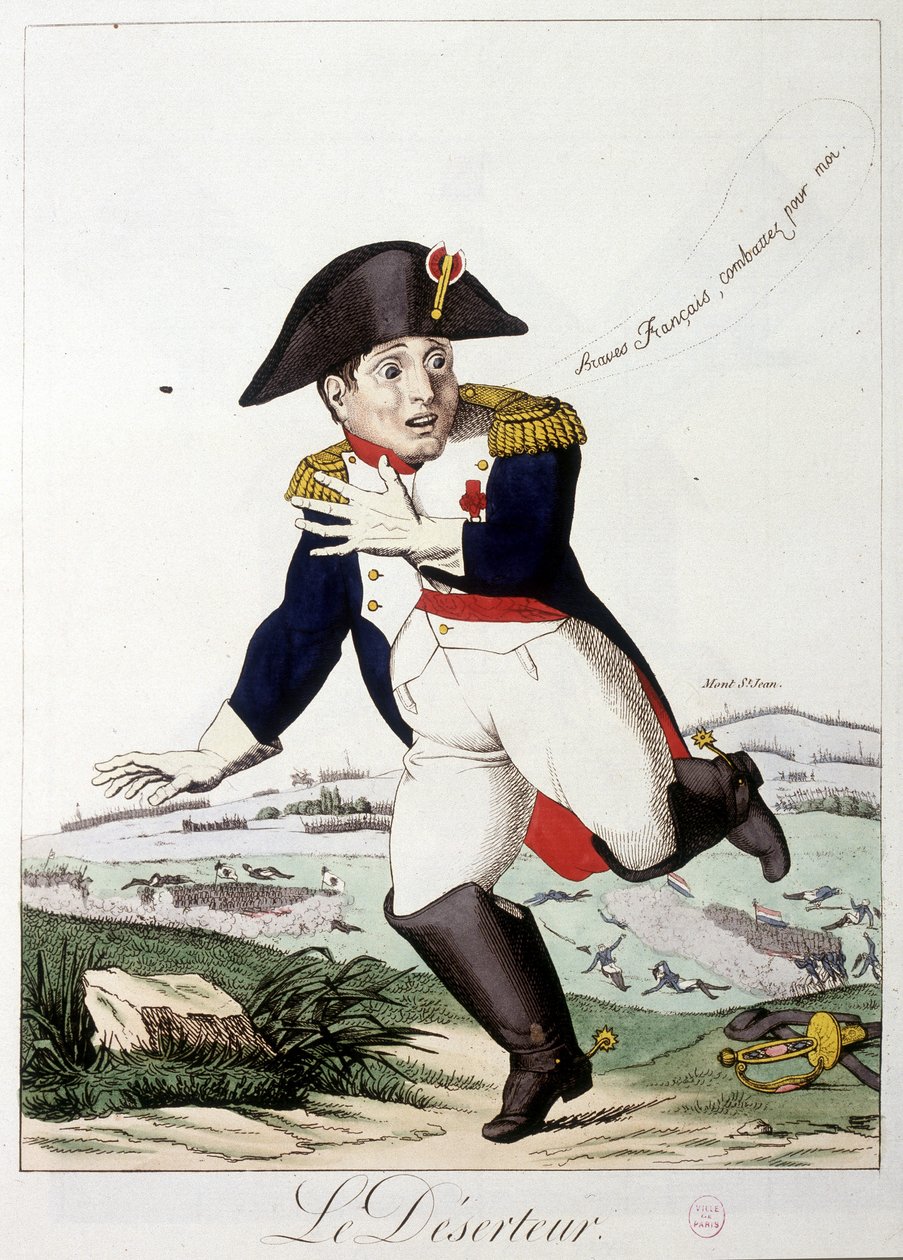Desertören: braves francais, fortsätt för mig"" - i "Napoleon I", karikatyrer, dummy samling, ca 1814-1815. av French School