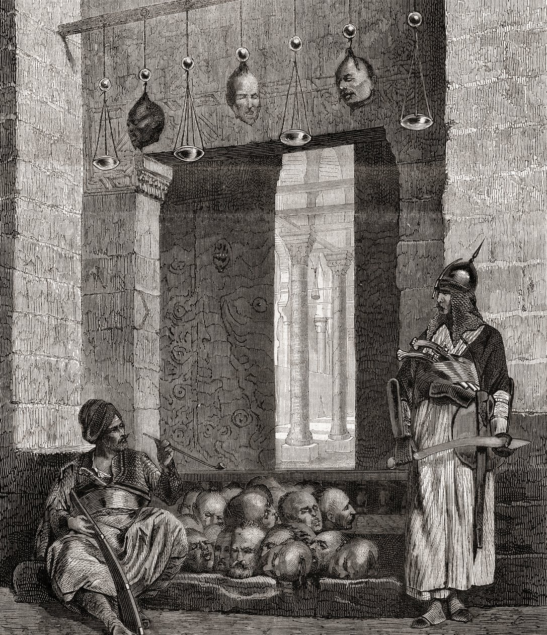 Dörren till moskén El Assaneyn i Kairo, Egypten, från "L"Univers Illustré", 1866 av French School