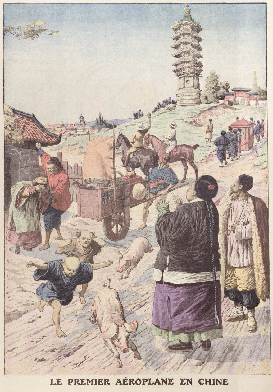 Det första flygplanet i Kina, illustration från Le Petit Journal april 1911 av French School
