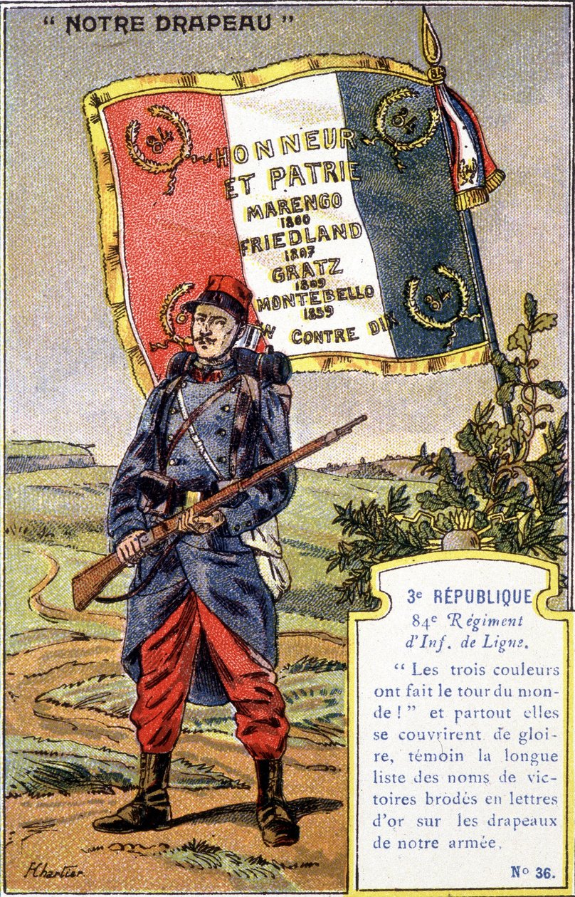 Flaggan för 84:e linjeinfanteriregementet i 3:e republiken av French School