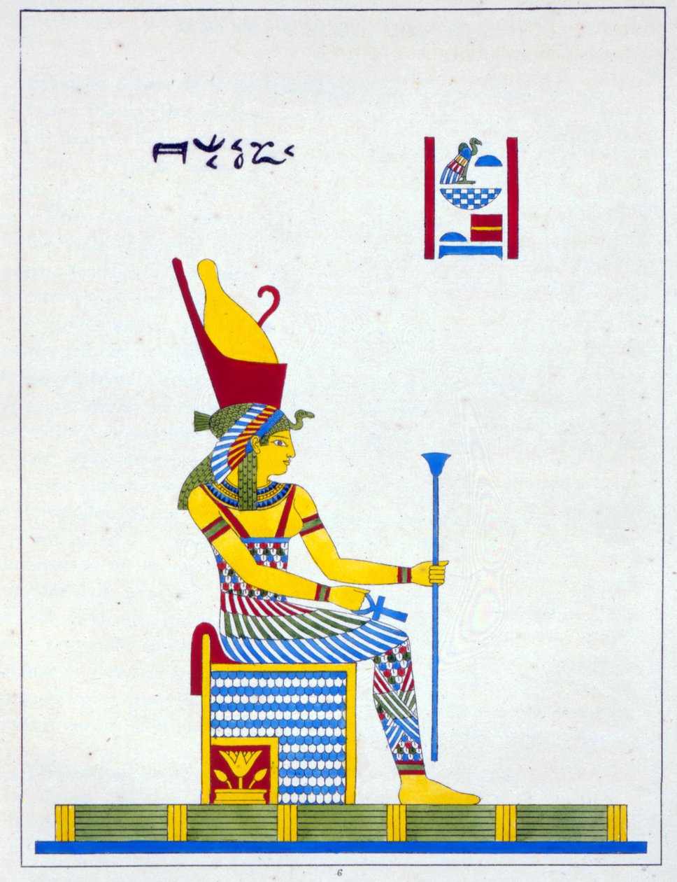 Gudinnan Neith, illustration från Pantheon Egyptien: samling mytologiska karaktärer från det antika Egypten av Jean-Francois Champollion, publicerad ca 1986 av French School