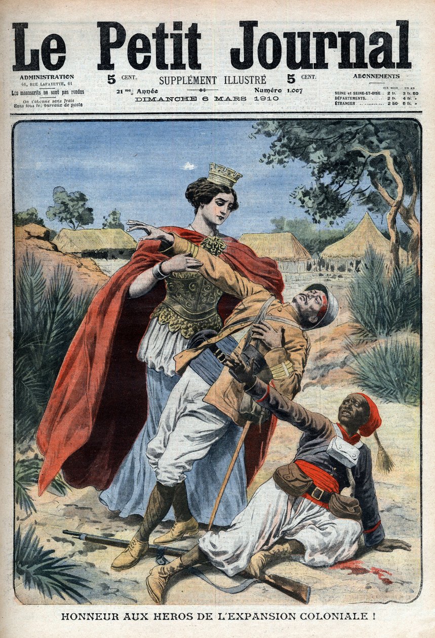 Kolonialismens hjältar (i Nordafrika) är hedrade allegoriska gravyr "Le Petit Journal", 6 mars 1910 (gravyr) av French School
