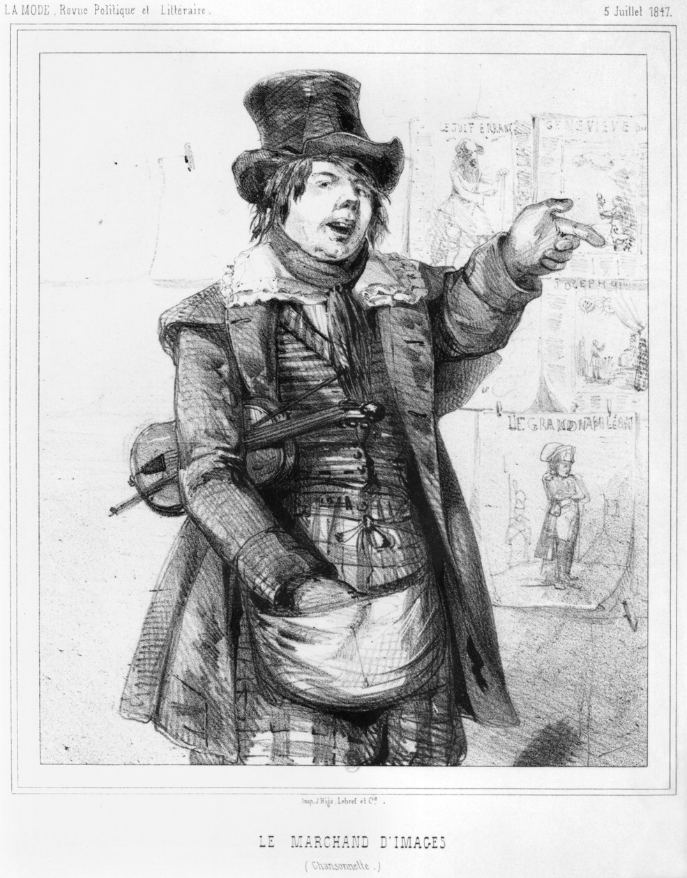 Bildsäljaren, illustration från La Mode, 5 juli 1847 av French School