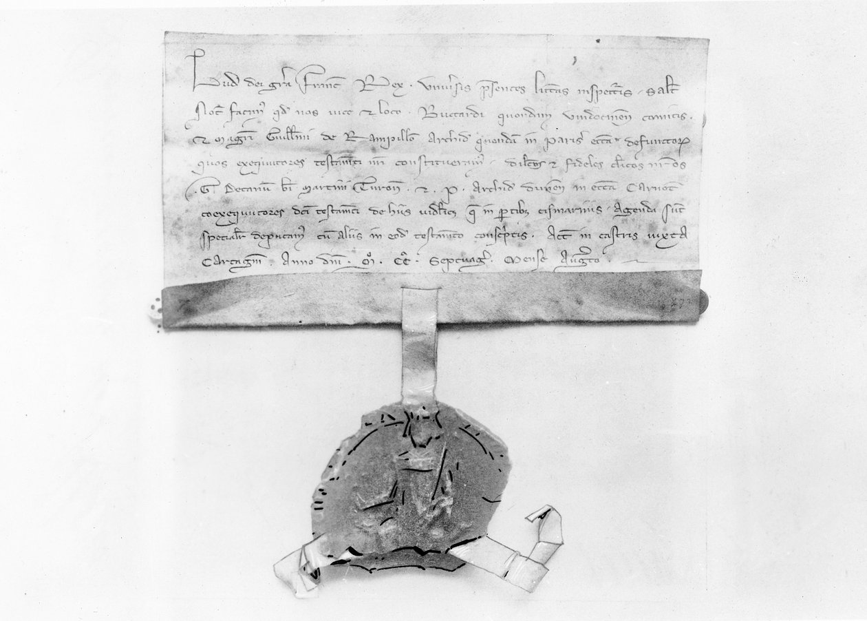 Ludvig IX:s sista kodicil, skriven augusti 1270 (pergament) av French School