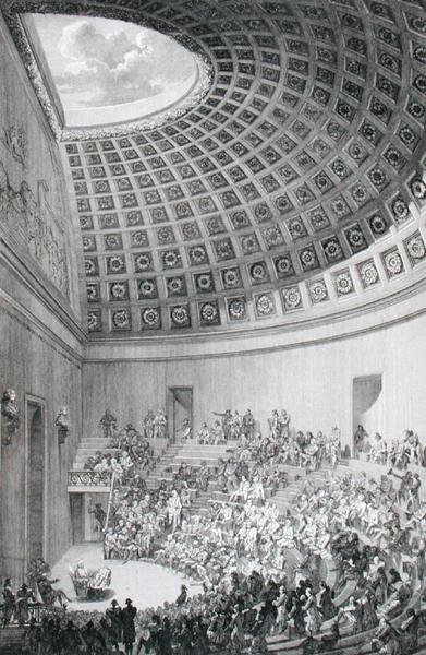 Föreläsningssalen, efter modell av Pantheon i Rom, från 