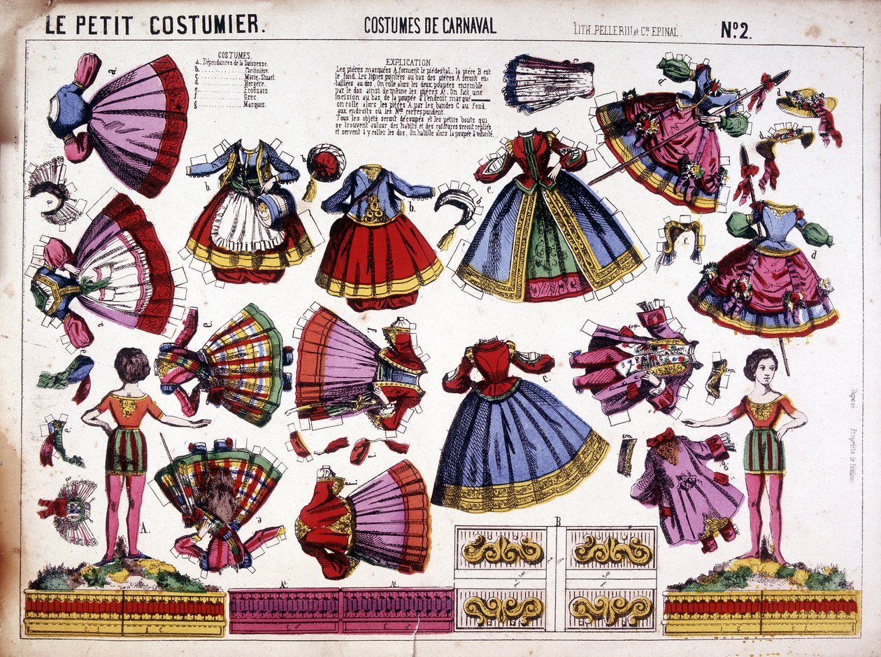 Den lilla kostymmakaren - karnevalsdräkter: decoupage. 1800-talet. av French School