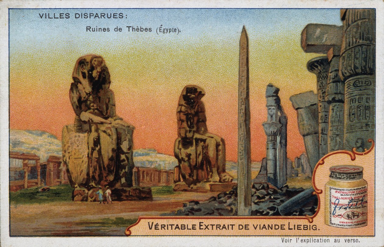 De saknade städerna: ruinerna av Thebe (Egypten) - Liébig reklamdekal av French School