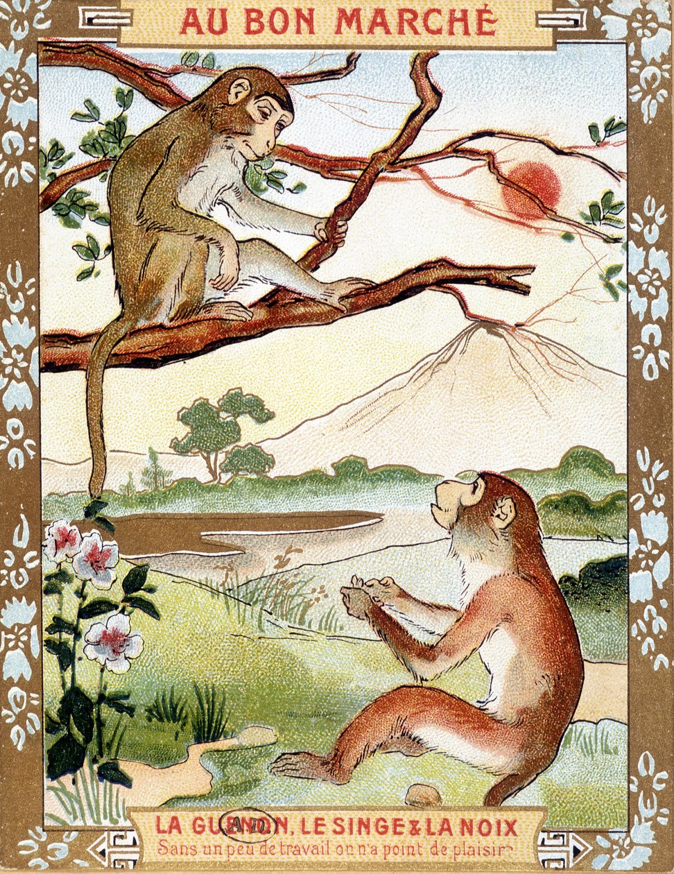 Apan och nöten (Fabel av La Fontaine) - Bon Marché reklamvinjett av French School