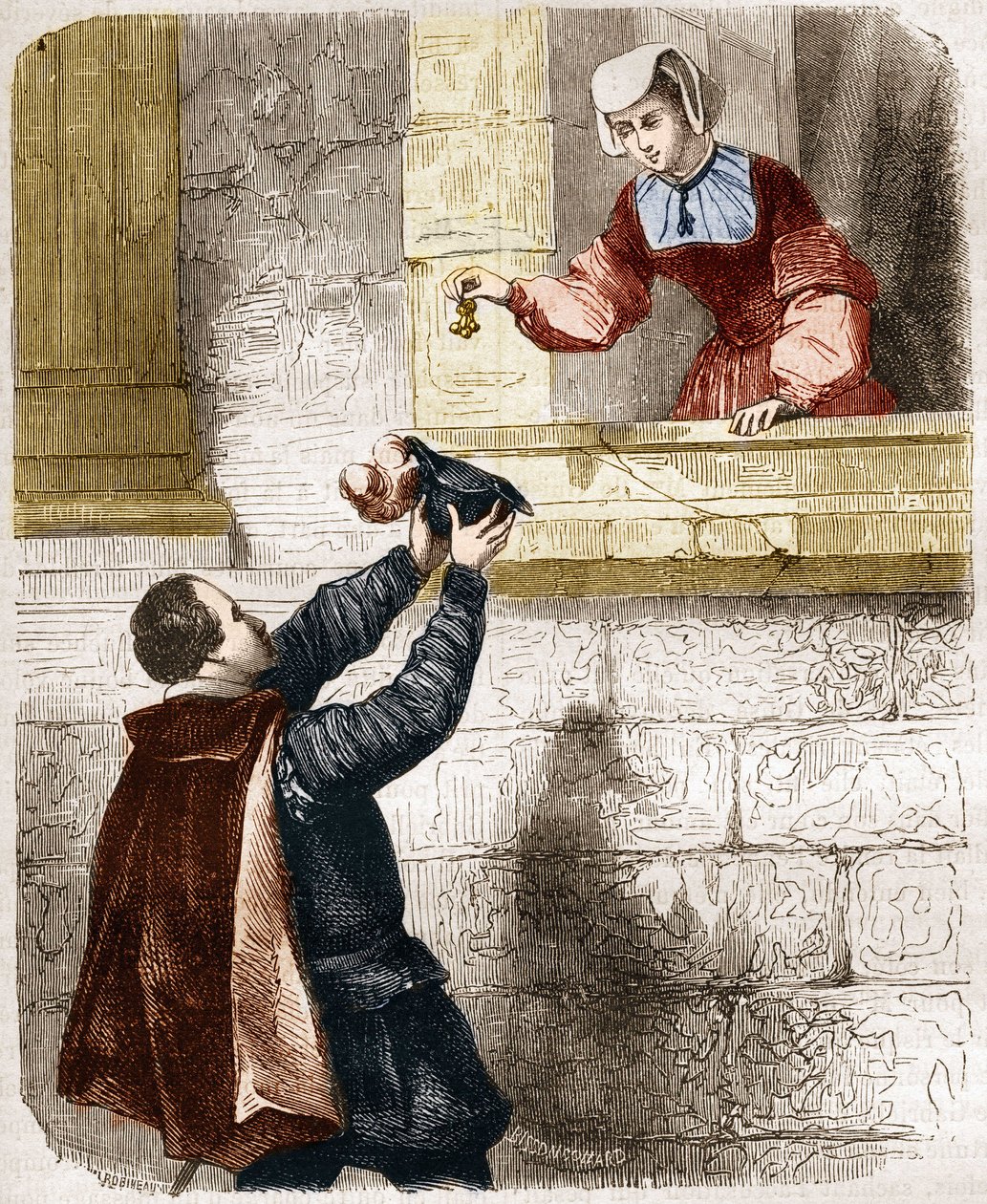 Kung Henrik II:s (1519-1559) och Diane de Poitiers (1499-1566) mystiska kärlekar. Gravyr i "Prostitutionens och utsvävningens historia bland alla världens folk från antiken till våra dagar" av Dr Th. -F. Debray. 1879. av French School