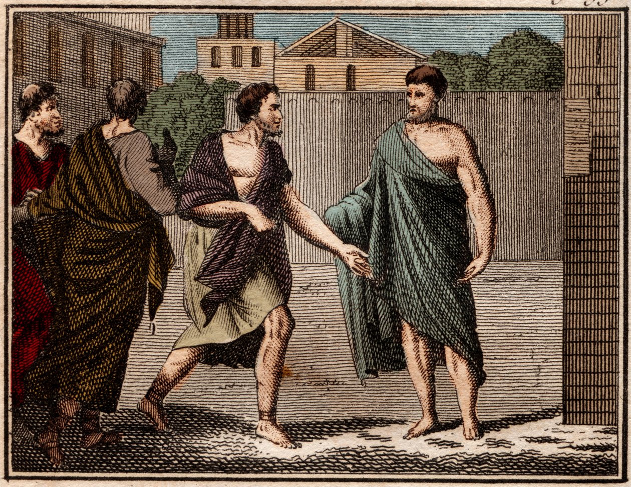 Utfrysningen av Aristides den rättvise (c530-c468 f.Kr.), antik grekisk (atenisk) soldat och statsman. av French School