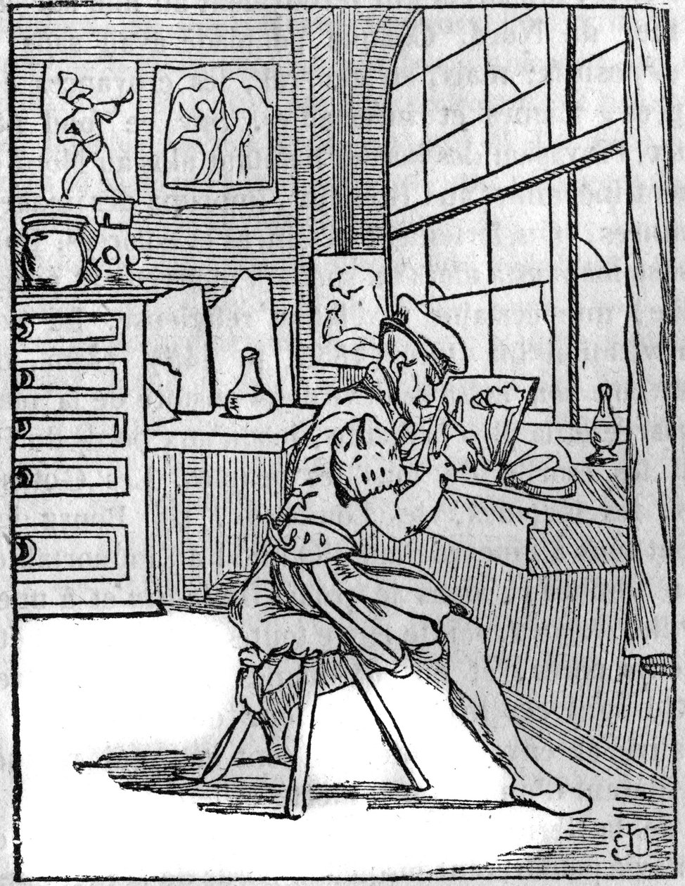 Målaren på glas (Vitripictor) på 1500-talet. av French School