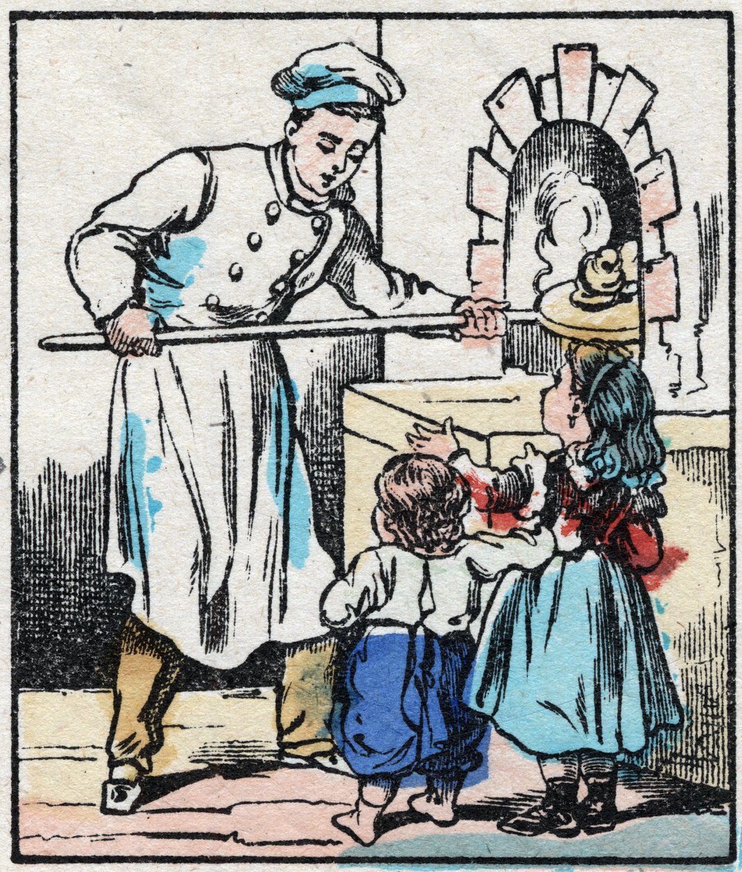Konditorn. Gravyr i "" La chanson des metier"". Epinal avbildning, sent 1800-tal. Privat samling av French School