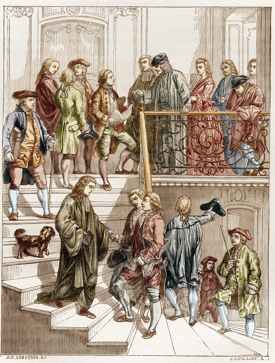 1700-talets filosofer i Voltaires trappa (Francois Marie Arouet dit av French School