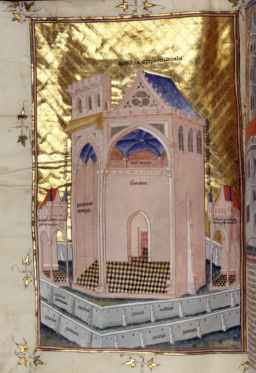 Helgonens portik i Salomos tempel i Jerusalem Miniatyr ur "Kommentarer till Bibeln" av Nicholas av Lyra (1200-talet) av French School