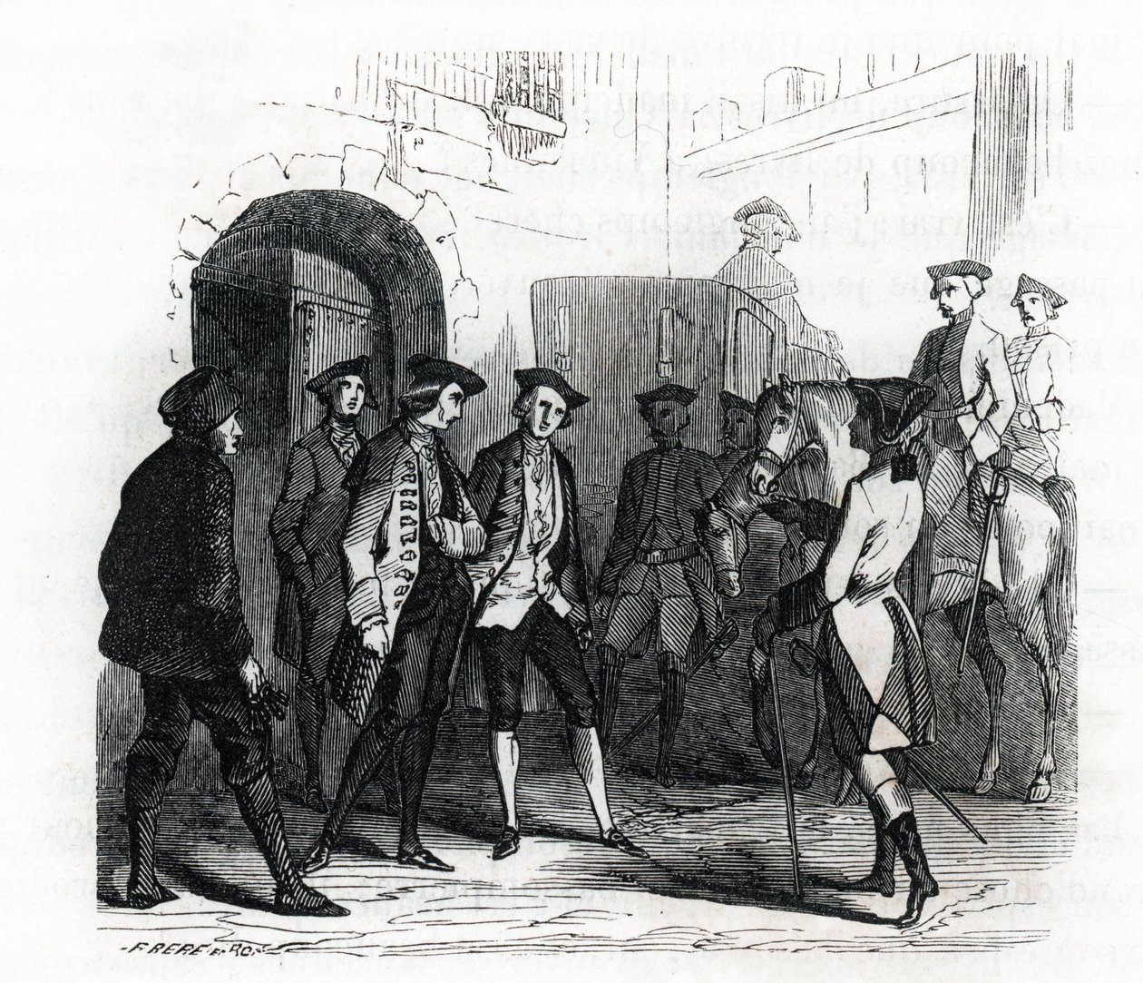 Fångarna i Vincennes överfördes till fängelset i Bastille 1784 - (gravyr) 1846 av French School