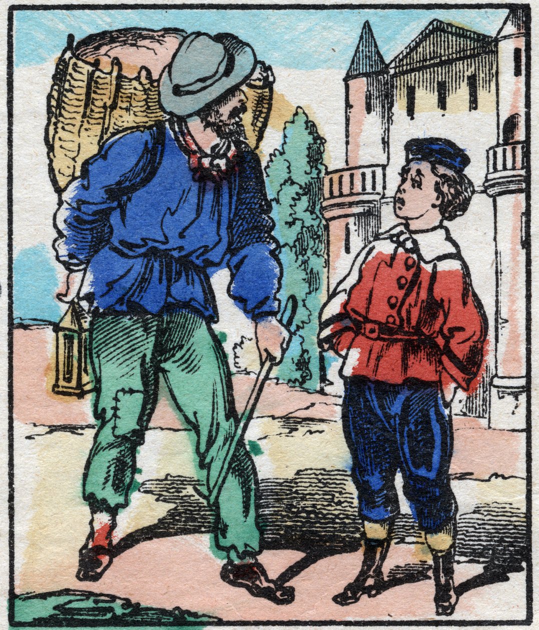 Trasan. Gravyr i "" La chanson des metier"". Epinal avbildning, sent 1800-tal. Privat samling av French School
