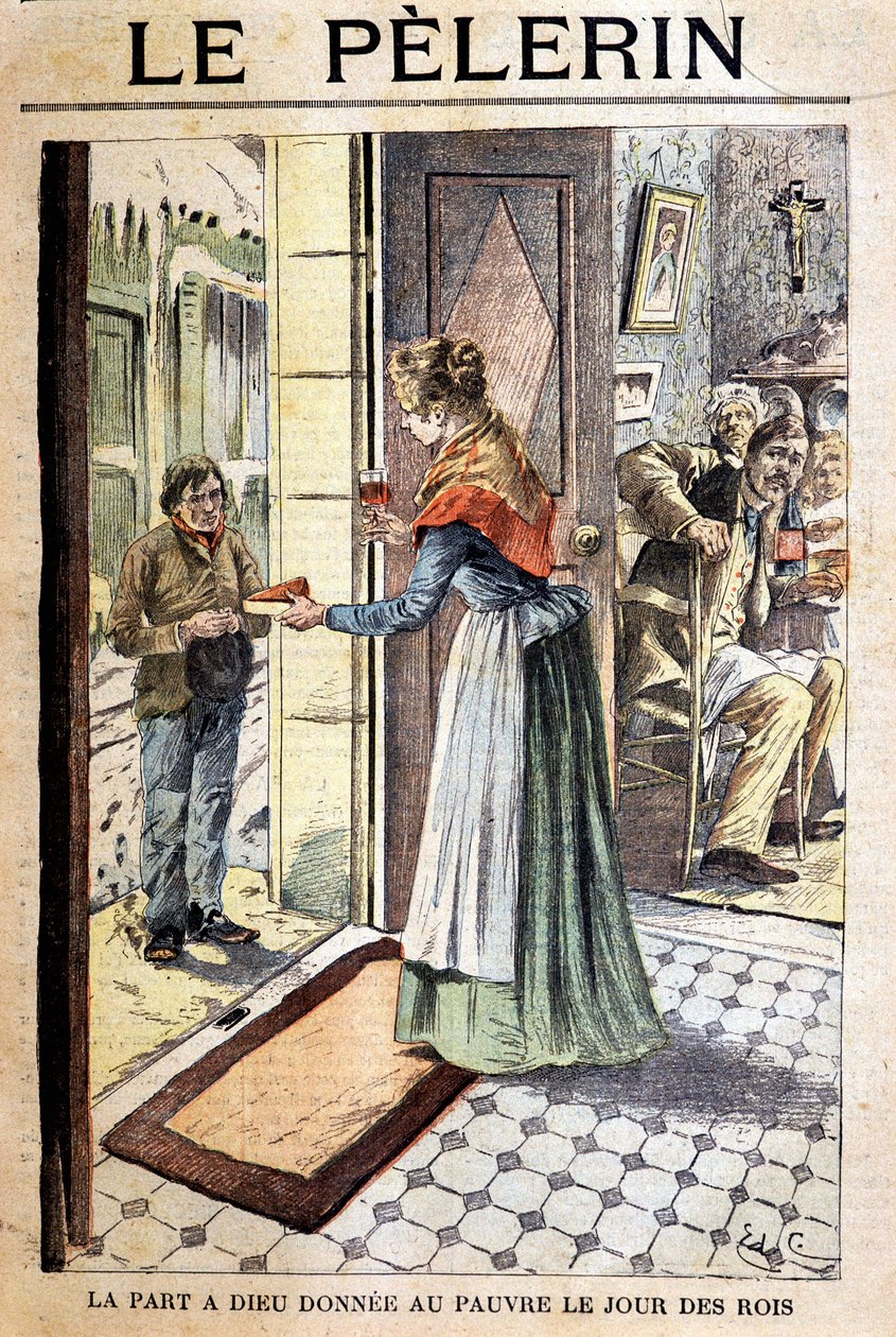 Den del av Gud som gavs till de fattiga på kungars dag - i "Le Pelerin", deb. 20:e s. (gravyr) av French School
