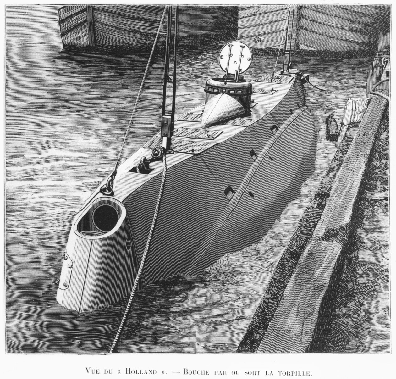 Ubåten Holland, illustration från Le Monde Illustre, januari 1899 av French School