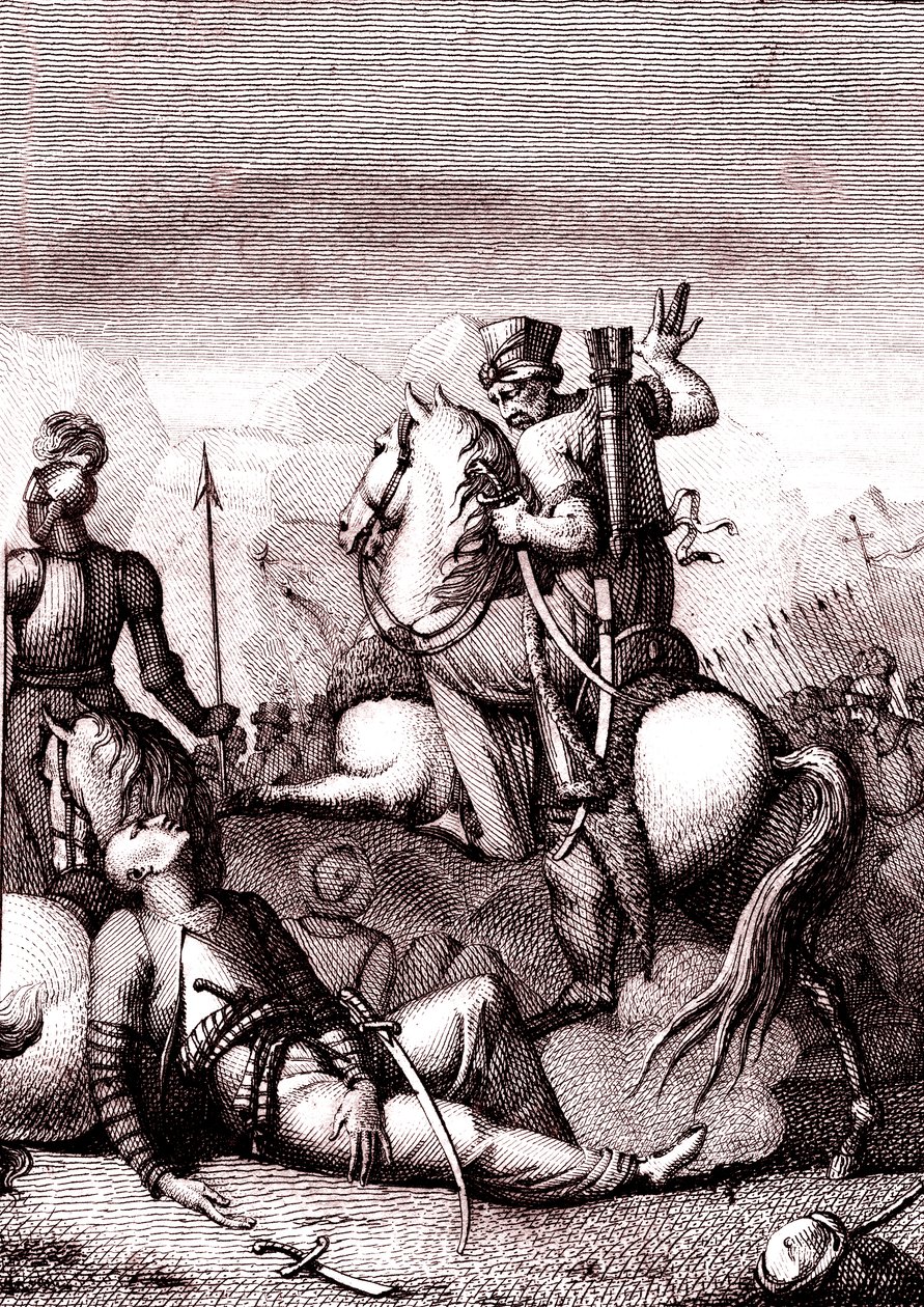 Den turkiske sultanen Soliman i "Jerusalem befriad" av Torquato Tasso av French School