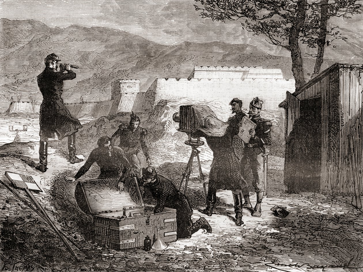 Användningen av fotografi av den franska armén under 1800-talet, från Les Merveilles de la Science, publicerad ca 1870 av French School