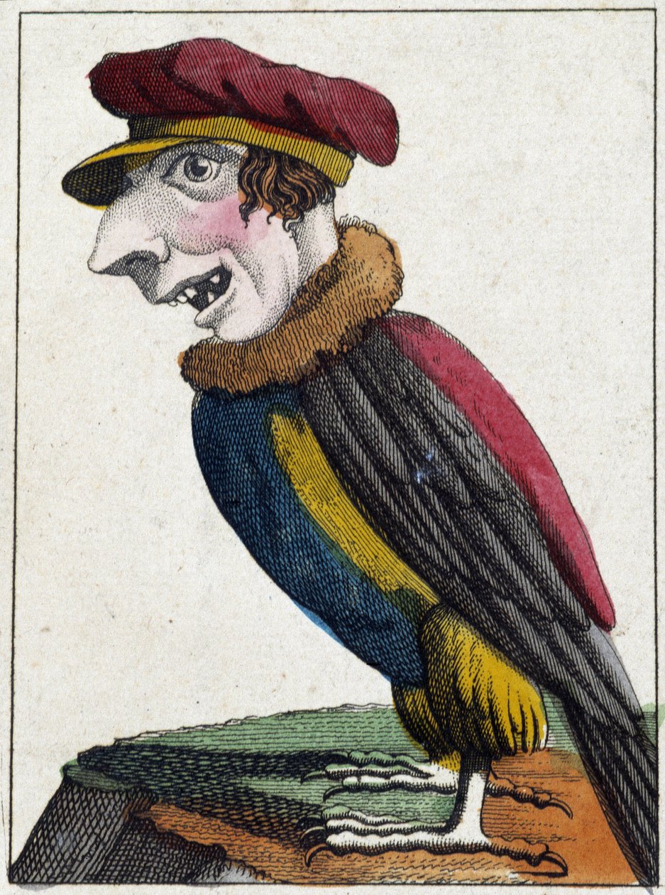 Gamen i karikatyr, studie av karaktär "flyktig karaktär" sd. 19:e, populärt bildspråk. av French School