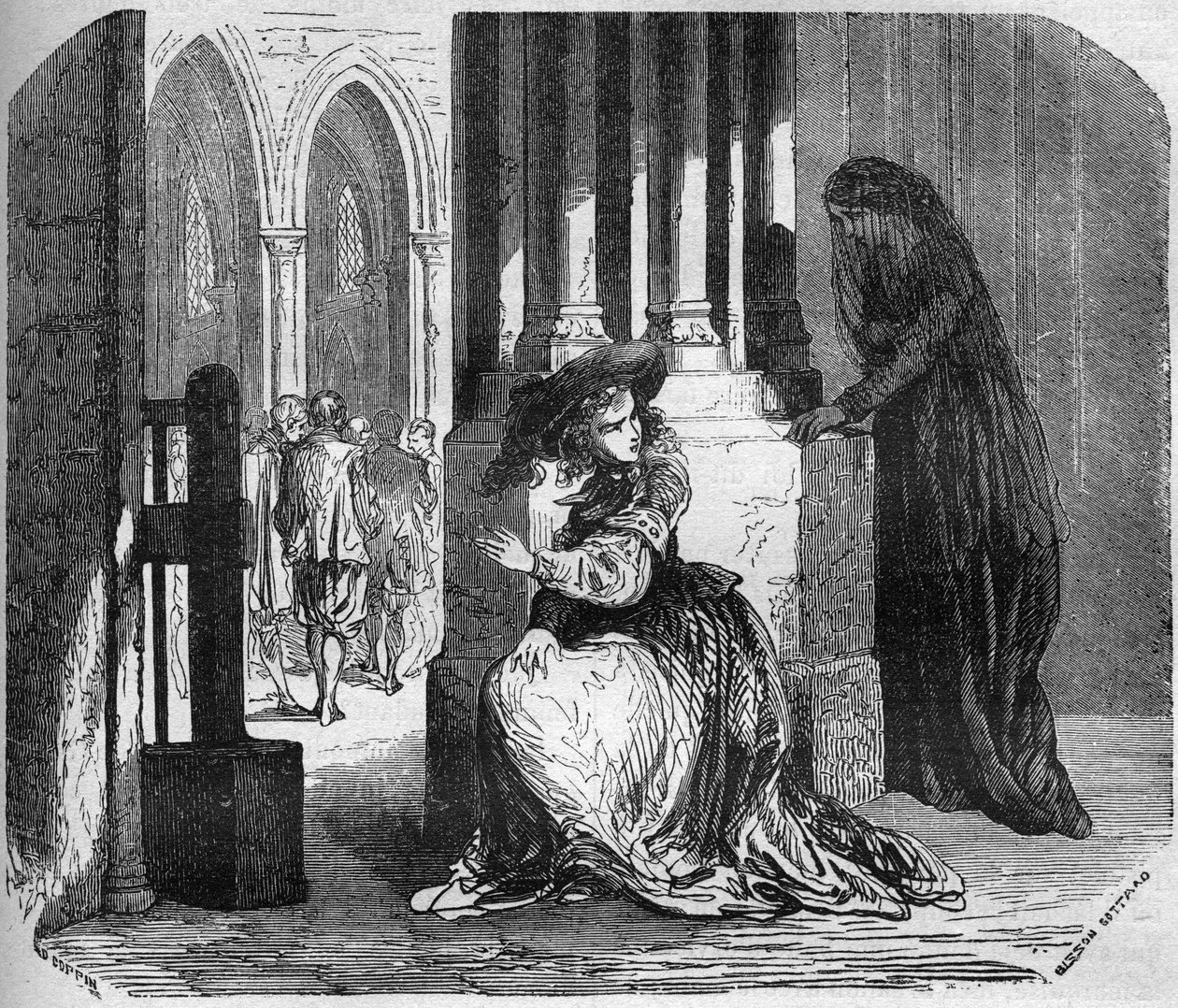 Den unga Madeleine de la Palude (Madeleine de Demandols) på 1600-talet, besatt av en demon, lyckades attrahera de religiösa genom sin enda skönhet i sina ögon. Hon spärrades in i Ursulin-klostret. Gravyr i ”Prostitutionens historia och de av French School
