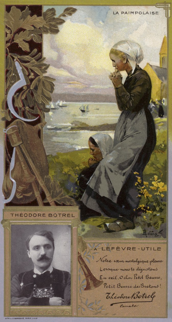 Theodore Botrel, fransk sångare och låtskrivare (chromolitho) av French School