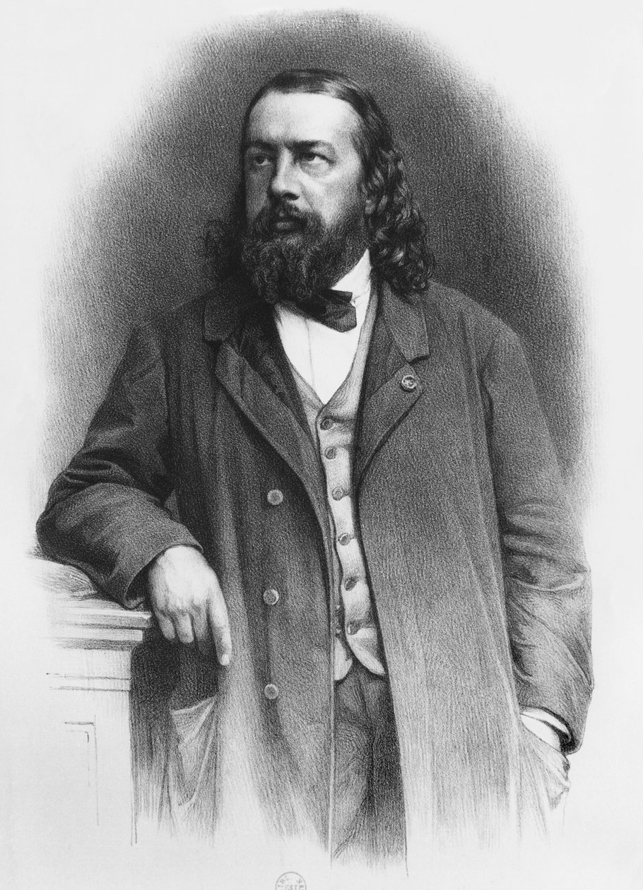 Theophile Gautier, graverad av A. Lemoine av French School