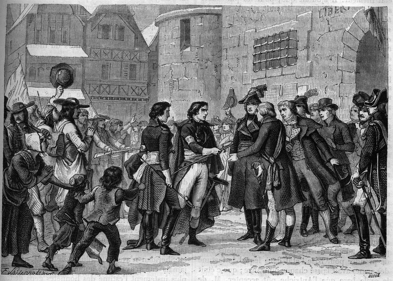 Tredje kriget i Vendee (1799-1800): Vendeehövdingar lämnade tillbaka sina vapen i januari 1800 - Gravering av 1865 i "Histoire du Consulate et de l