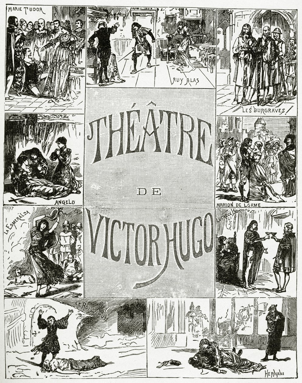 Victor Hugos teater, 1800-talet (bw gravyr) av French School