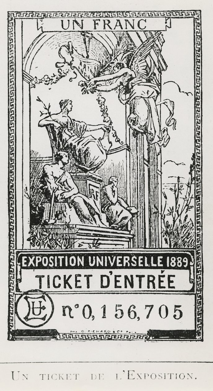 Inträdesbiljett till Exposition Universelle 1889 (litho) av French School