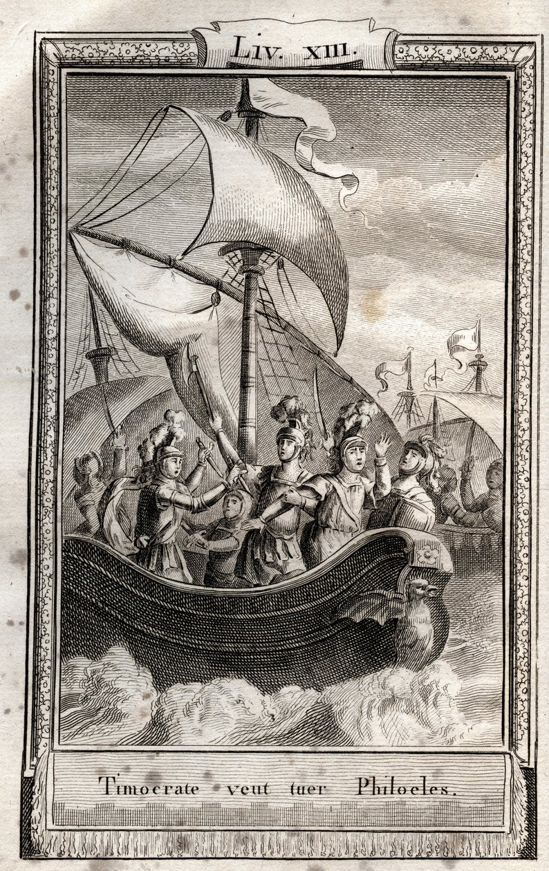 Timocrate vill döda Philoeles - gravyr från 1798 av Monnet i "Les Aventures de Telemaque, fils d