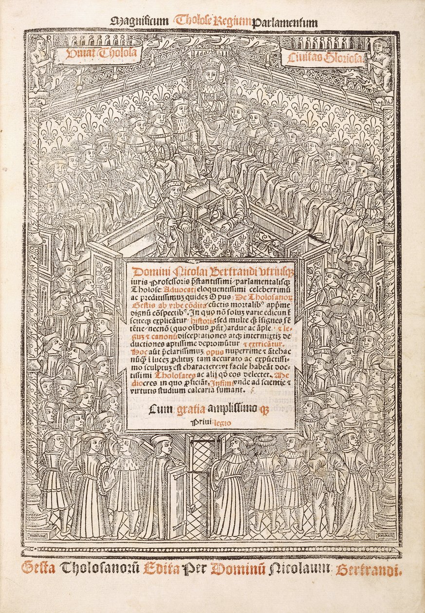 Titelsida som visar parlamentet i Toulouse, 1515 av French School