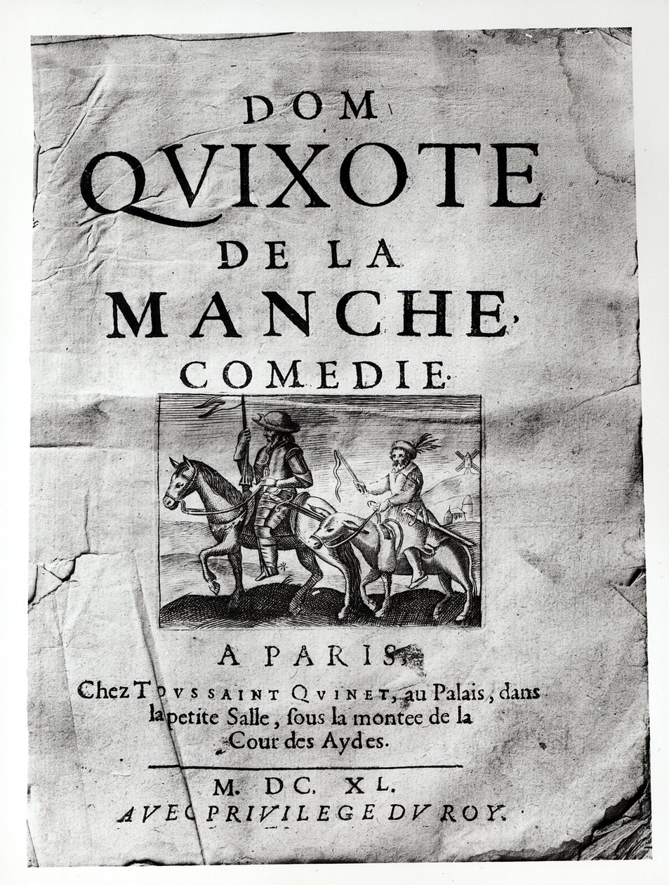 Titelsida från Dom Quixote de La Manche Comedie av Guerin de Bouscal, 1640 av French School