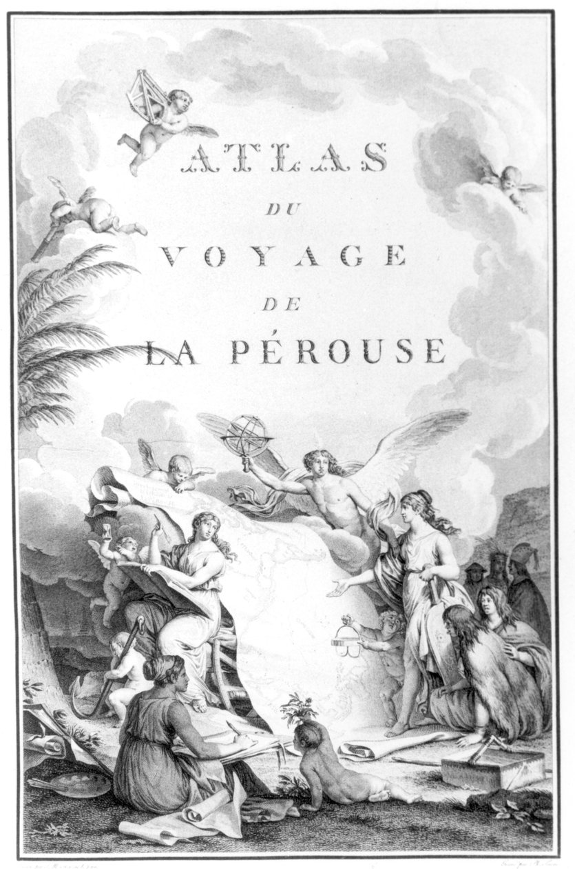 Titelsidan för Atlas du Voyage de La Perouse publicerad c.1797 av French School