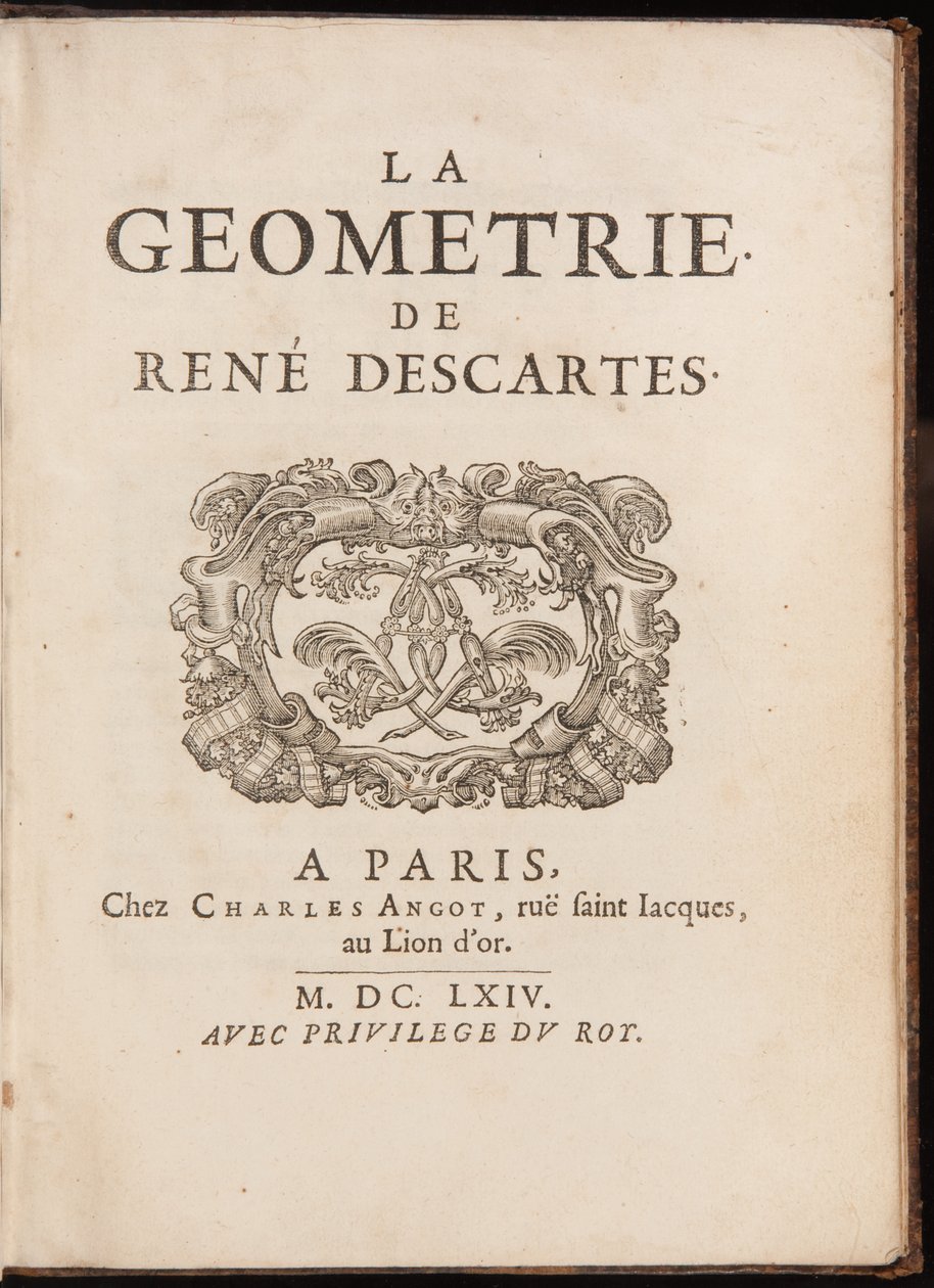 Titelsidan för "Geometry" av René Descartes av French School