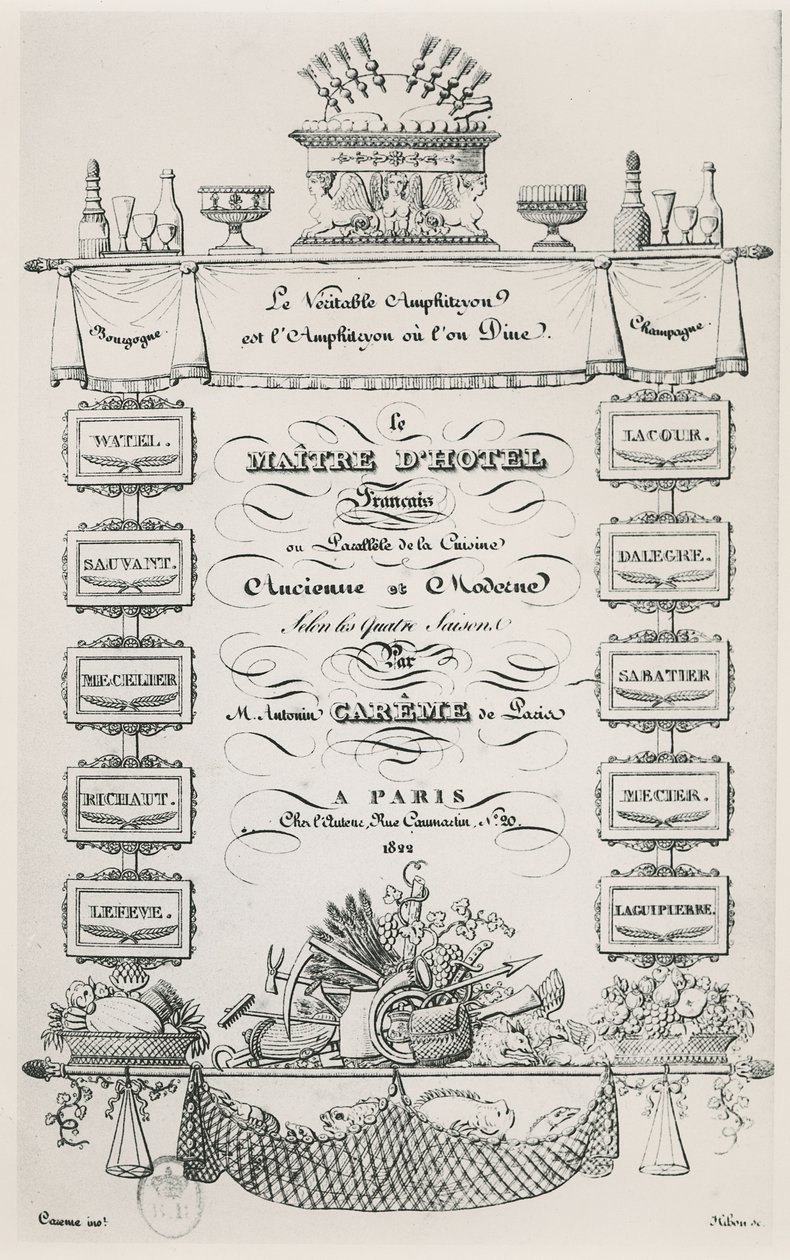 Titelsidan för "Den franske butlern", av Antonin Carême av French School