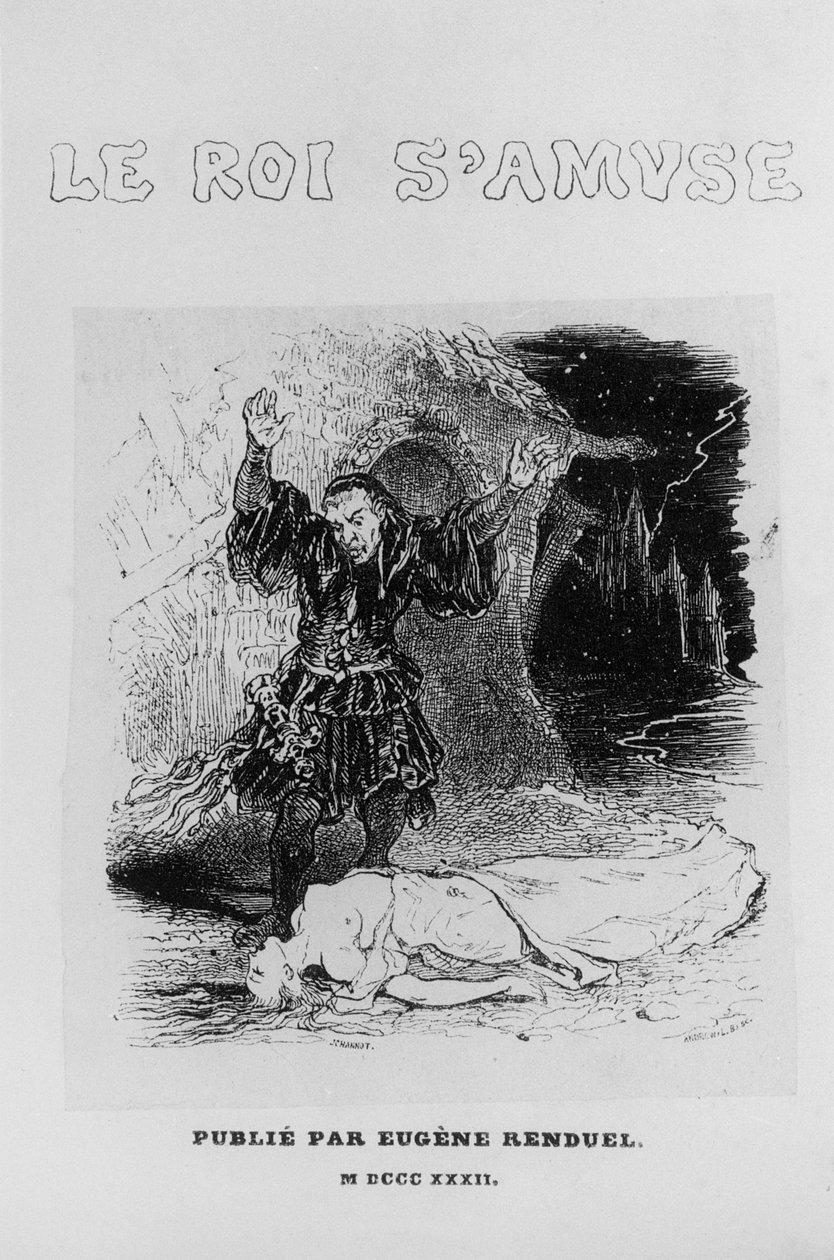 Titelsidan för Le Roi samuse, av Victor Hugo (1802-85), utgiven av Eugene Renduel, 1832 av French School