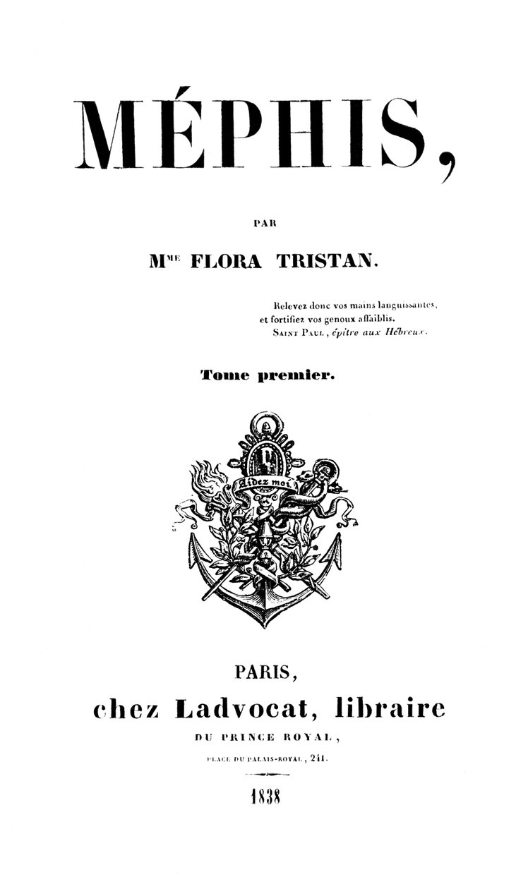 Titelsidan av Mephis av Flora Tristan (1803-44) publicerad i Paris av Ladvocat, 1838 av French School