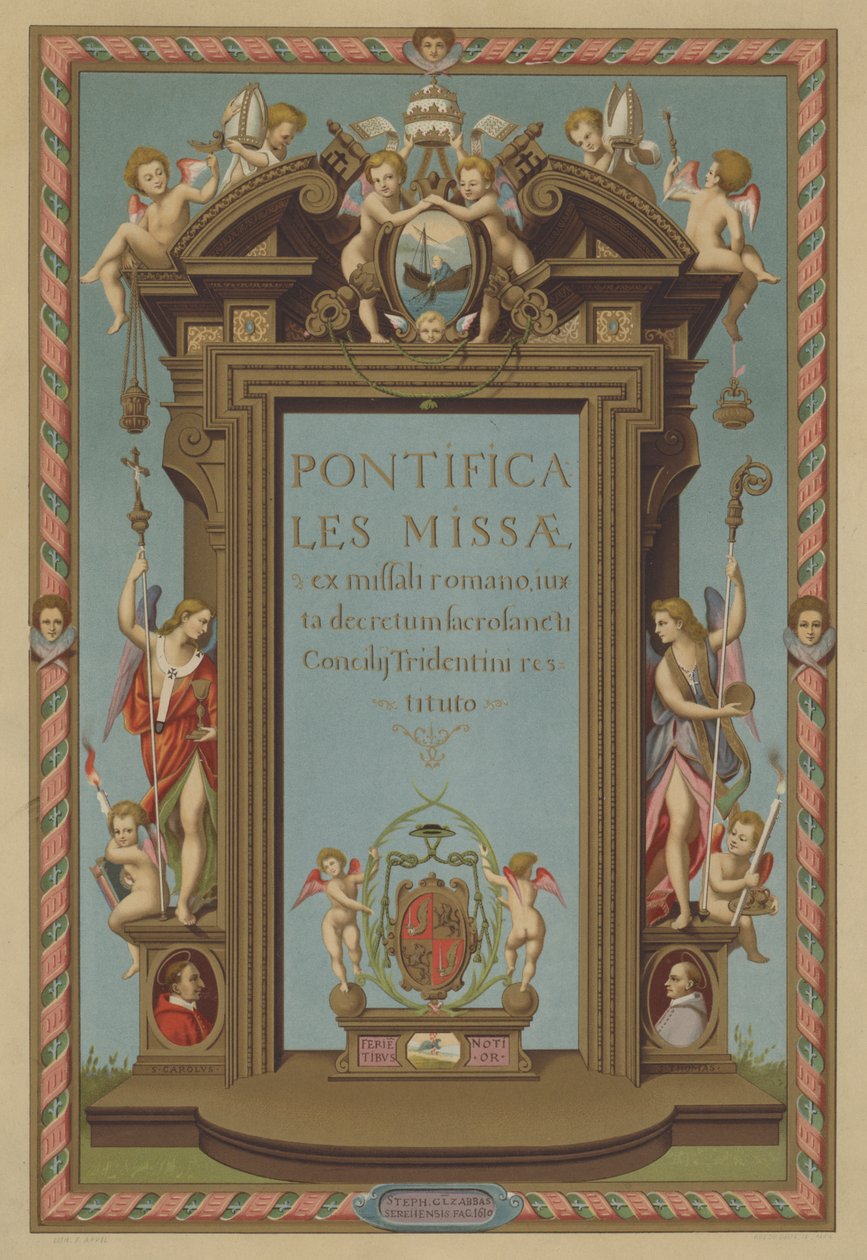 Titelsida till Missal Pontifical (chromolitho) av French School
