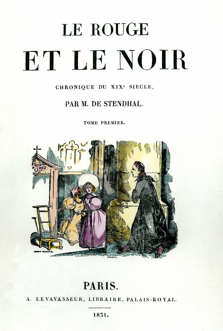 Titelsidan på Stendhals bok (1783 - 1842) "Rött och svart" av French School