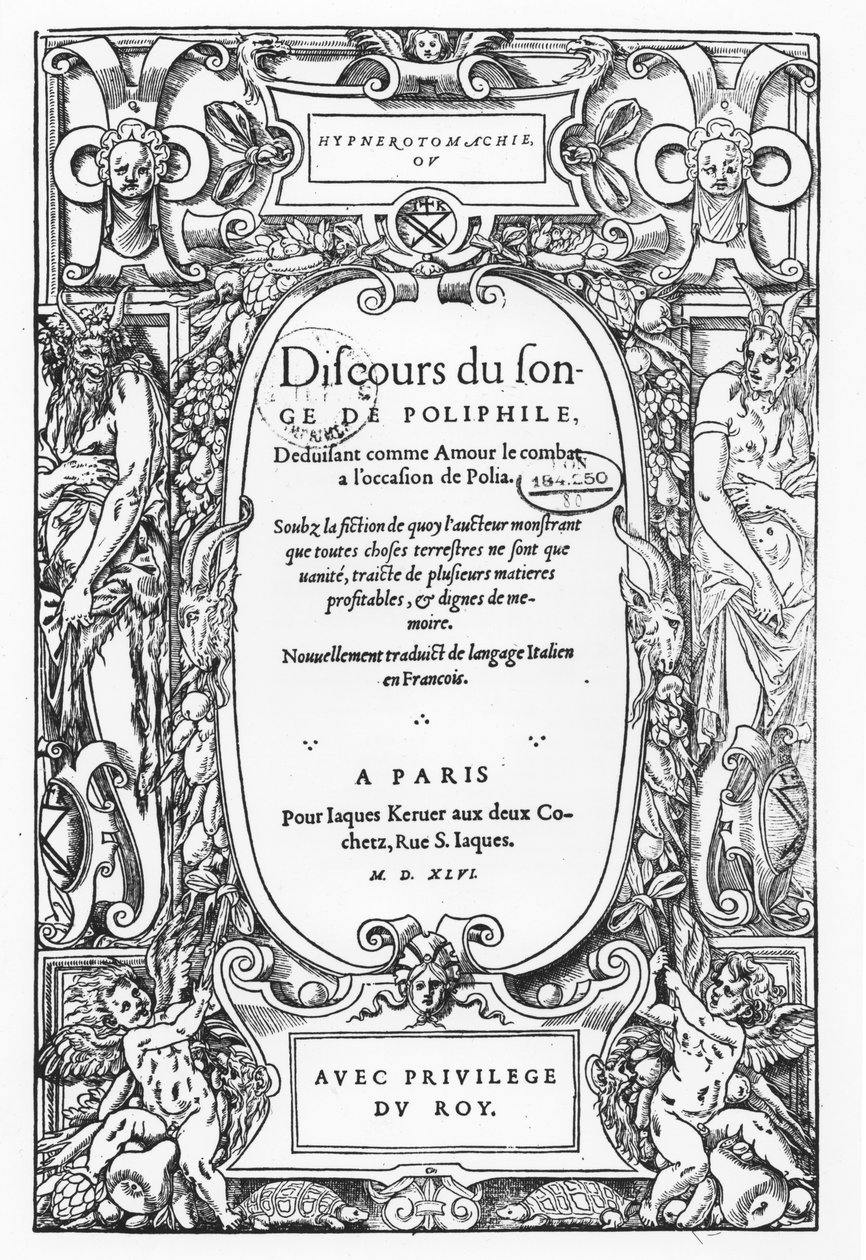 Titelsidan för "Diskurs om drömmen om polifil" av French School