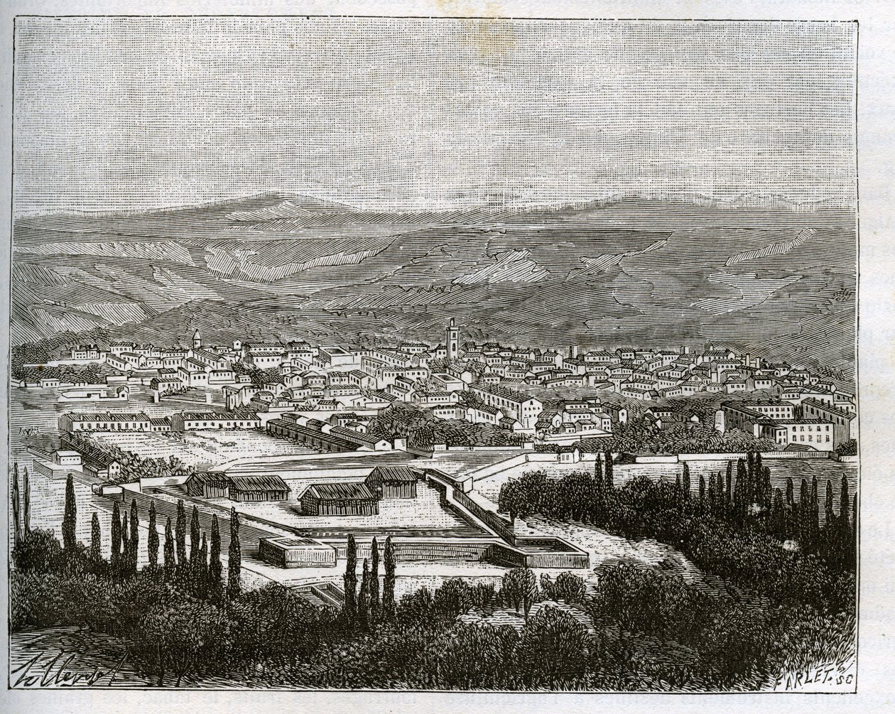 Tlemcen en agery på 1800-talet - gravyr i "La France illustrée: geography, history, statistical administration" av V.A. Malt-Brown. 1884 av French School