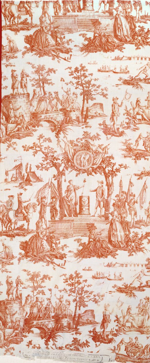 Toile de Jouy, som illustrerar federationens festival den 14 juli 1790 på Champs de Mars (tryckt bomull) av French School
